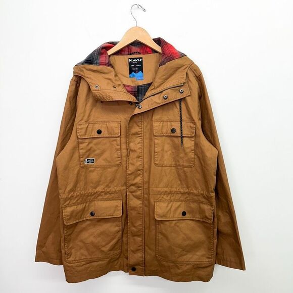 Kavu Men's Partaker Jacket Tobacco Tan Fleece Plaid Lining - Picture 2 of 15